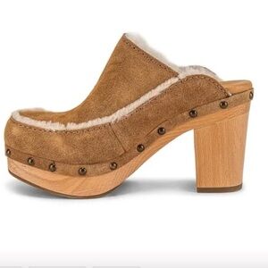 UGG Aubriana suede mule clogs  in chestnut wool 6
